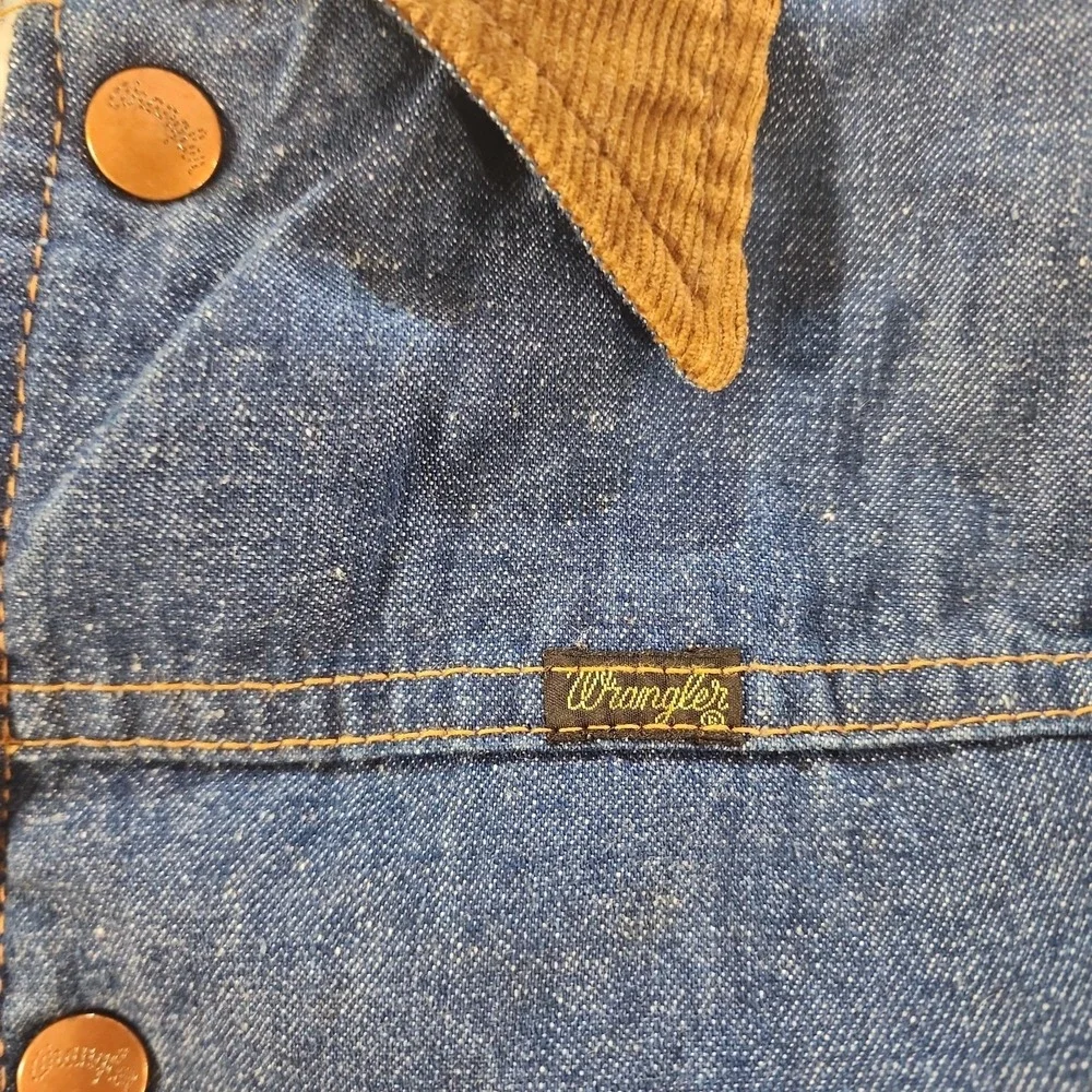 Vtg 1970s Wrangler Youth Western Sherpa Lined Denim Wranger Jacket Kids Med 5-6